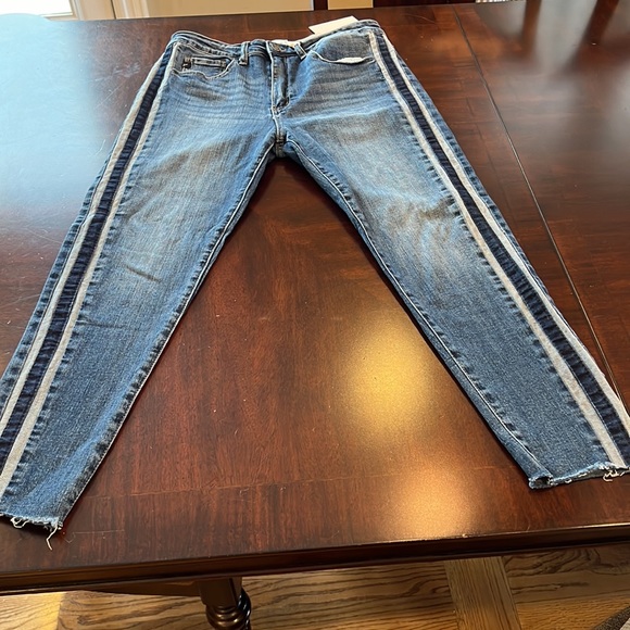 KanCan Denim - Kancan skinny jeans with side stripe NWT dark medium wash raw hem  sz 13/30